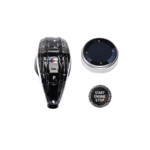 XPlagin Bmw 1-2-3-4-8 Serisi X3 X4 X5 X6 X7 i4 Z4 MGU M Etiketli Kristal Düğme Seti (4'lü) - Vites-Multimedya-VOL-Start/Stop