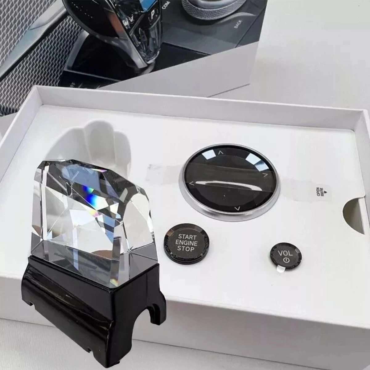 XPlagin Bmw 2-3-4 Serisi i3 i4 X3 Kristal Vites - Tuş Seti (4'lü) - Vites-Multimedya-VOL-Start/Stop