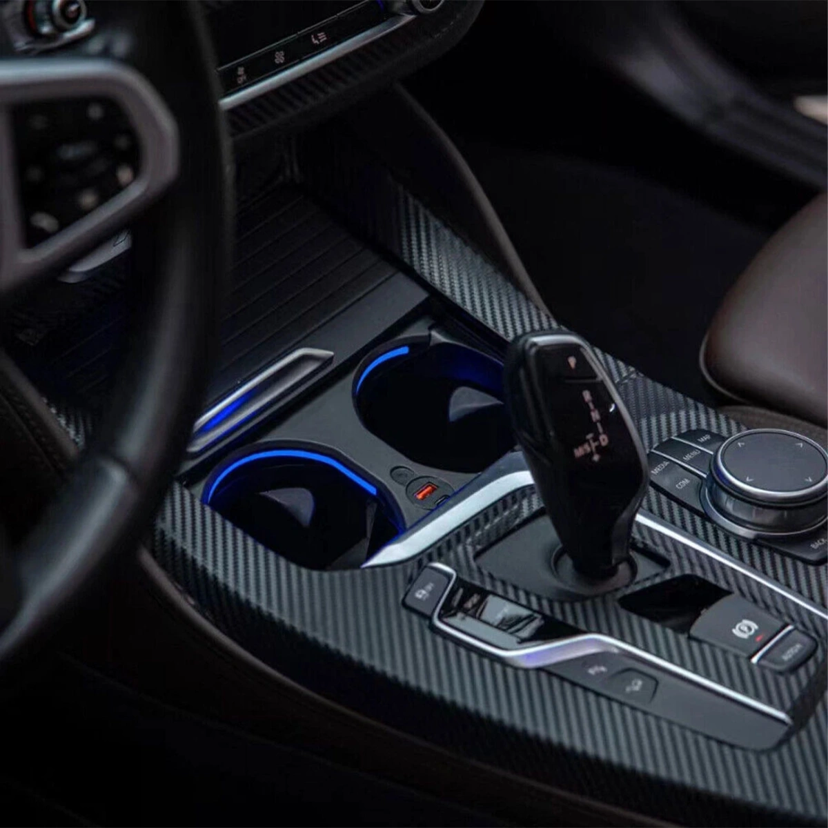 XPlagin Bmw X3-X4-iX3 RGB LED Işıklı Bardaklık - 2018-2023 (Kablosuz Şarj Sistemli Modeller)