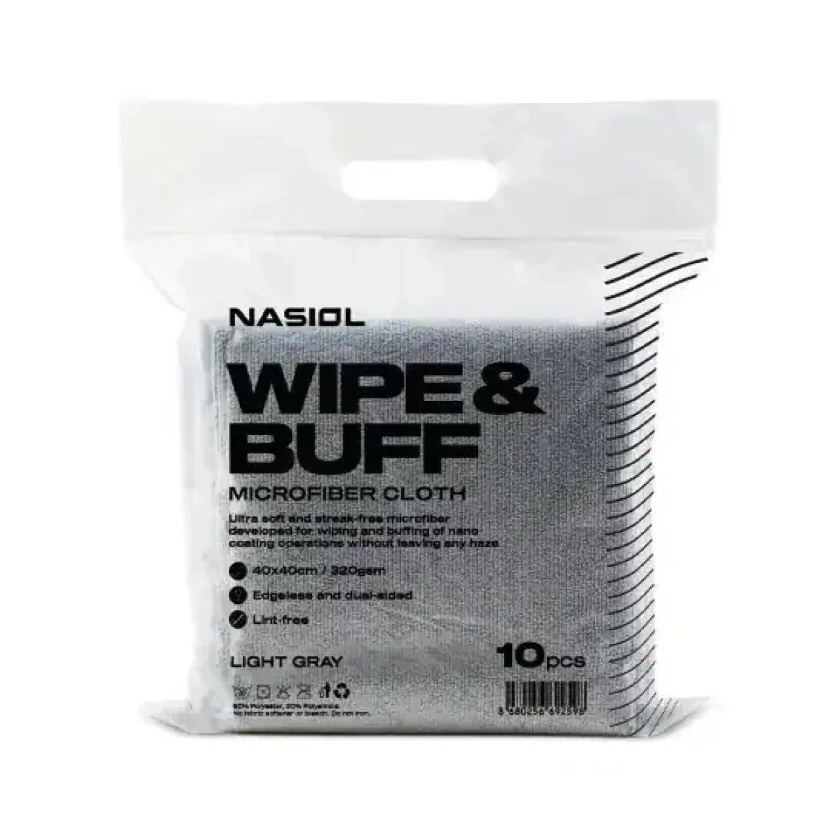 Nasiol 50x60 Mikrofiber Kurulama Havlu - 40x40 Mikrofiber Bez - Çift Taraflı Peluş Araç Yıkama Eldiveni