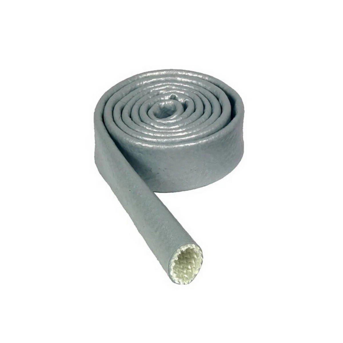 Thermo-Tec 1" x 3 ft Gümüş - Silikon Kaplamalı Fiberglas 500°F Sürekli - Yüksek Sıcaklık Isı Koruma Manşonu