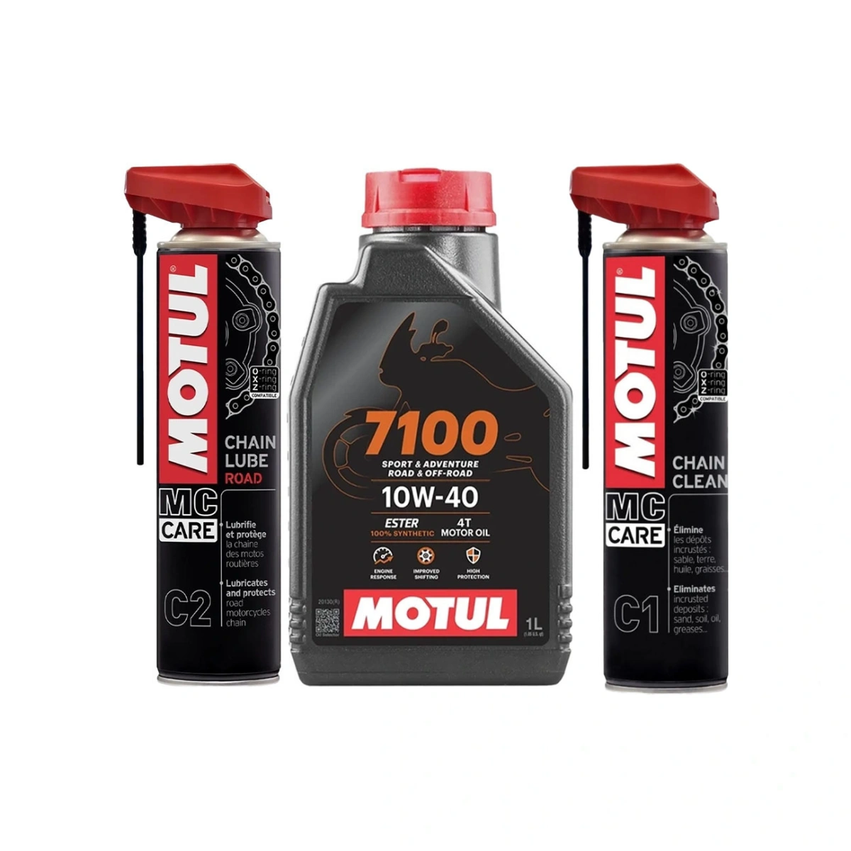 Motul 7100 Motor Yağı-Zincir Temizleyici & Zincir Yağlama Motosiklet Bakım Seti