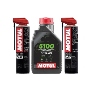 Motul 5100 Motor Yağı & Zincir Temizleyici & Zincir Yağlama Motosiklet Bakım Seti