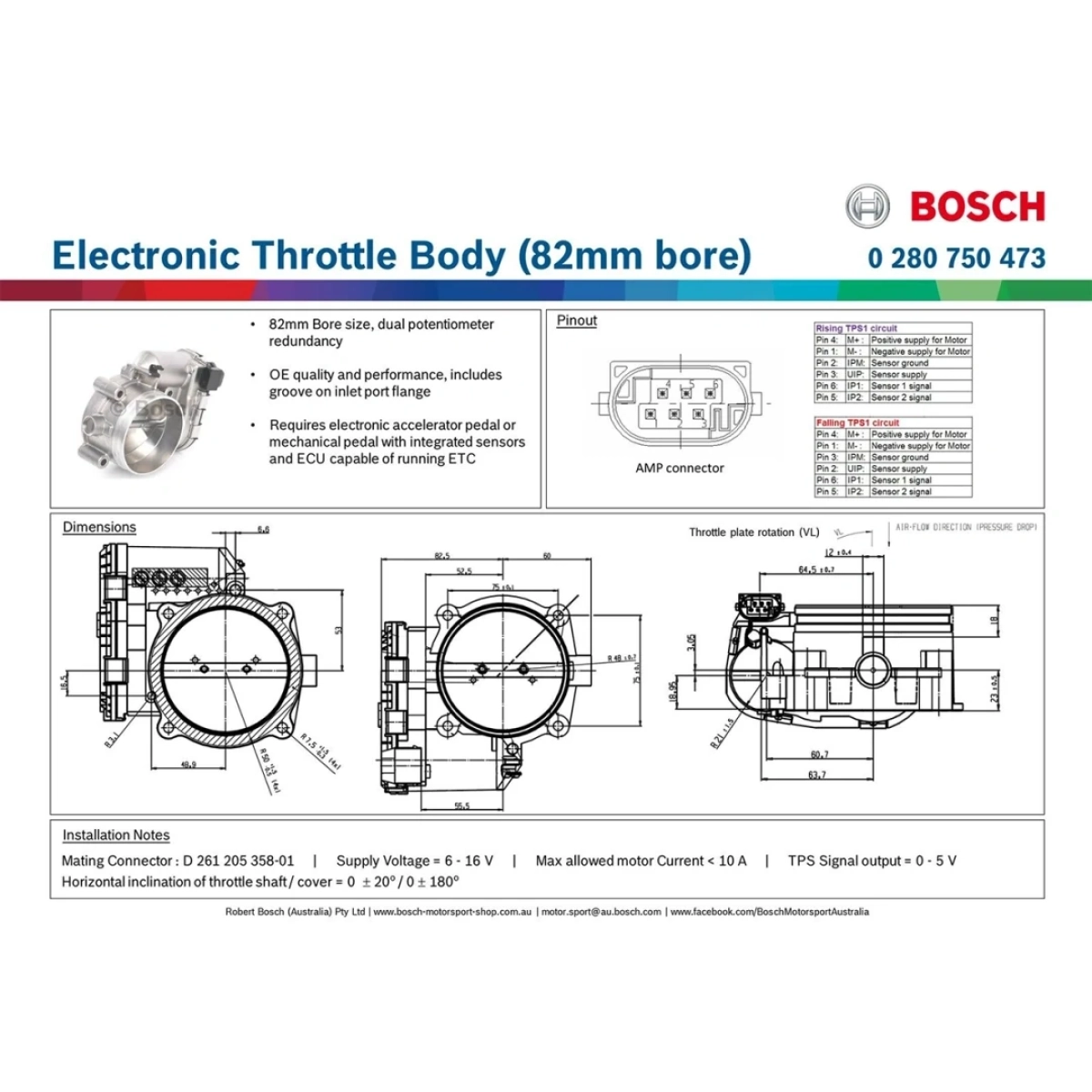 Bosch 0280750473 82mm Gaz Kelebeği