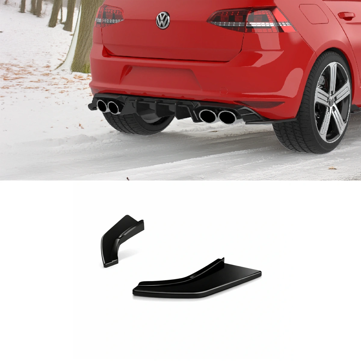 Apex Aero Design - Volkswagen Golf Mk7 GTI (2013-2016) - Arka Yan Splitter 2 Parça - Rear Side Splitter