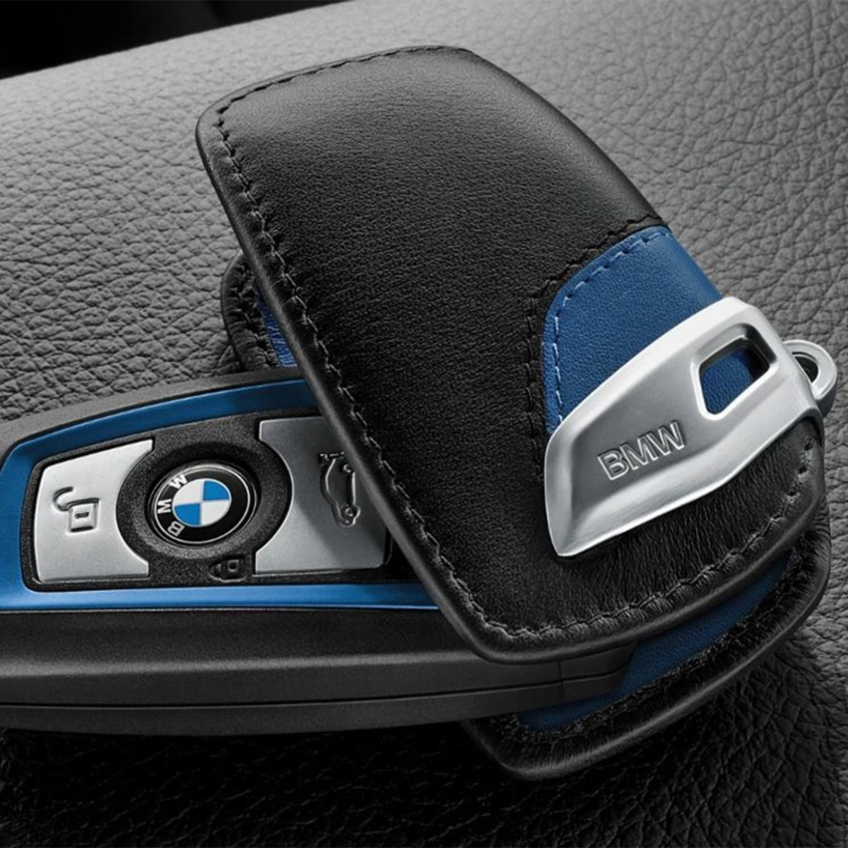 Bmw M Sport Line Deri Anahtar Kılıfı - Mavi/Siyah
