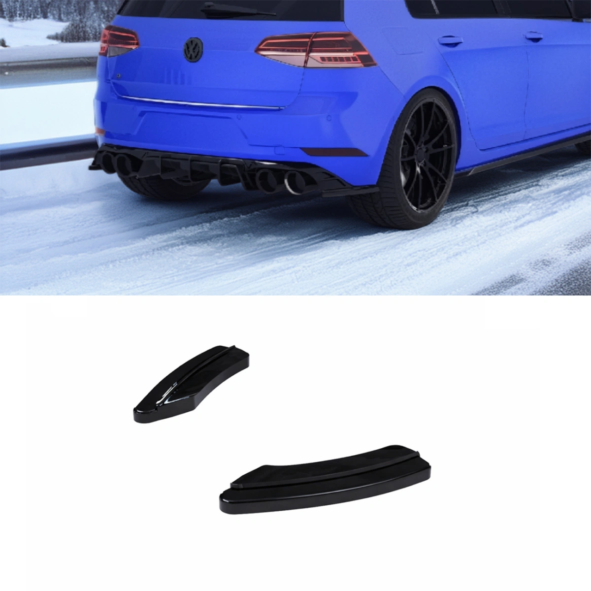 Apex Aero Design - Volkswagen Golf Mk7.5 R (2017-2020) - Arka Yan Splitter 2 Parça - Rear Side Splitter
