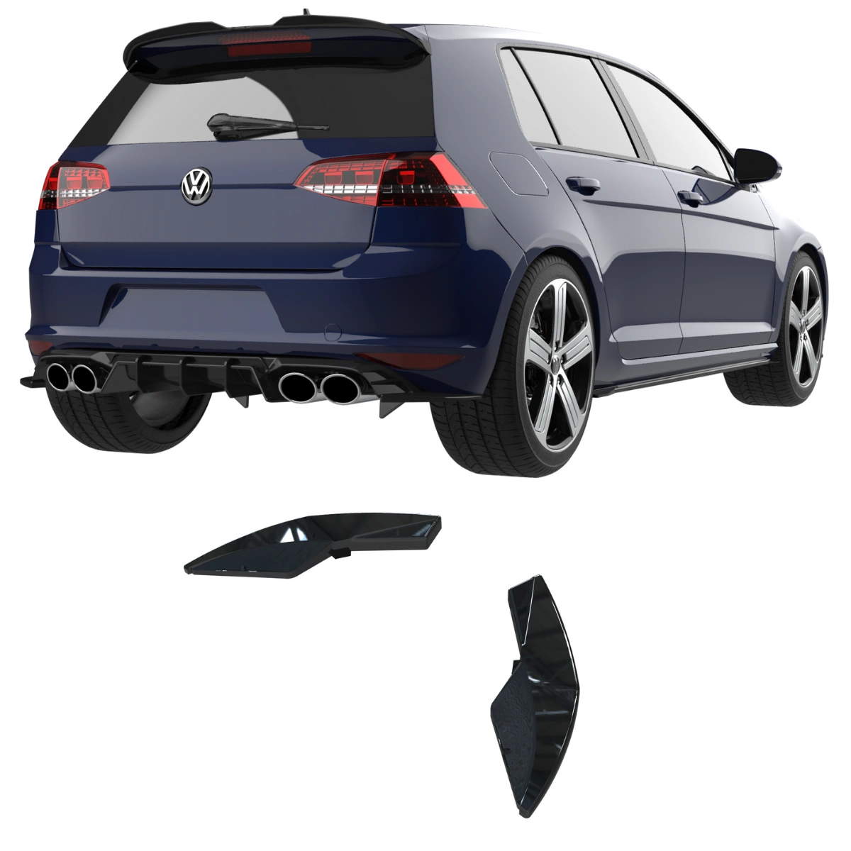 Apex Aero Design - Volkswagen Golf Mk7 R (2013-2016) - Arka Yan Splitter 2 Parça - Rear Side Splitter