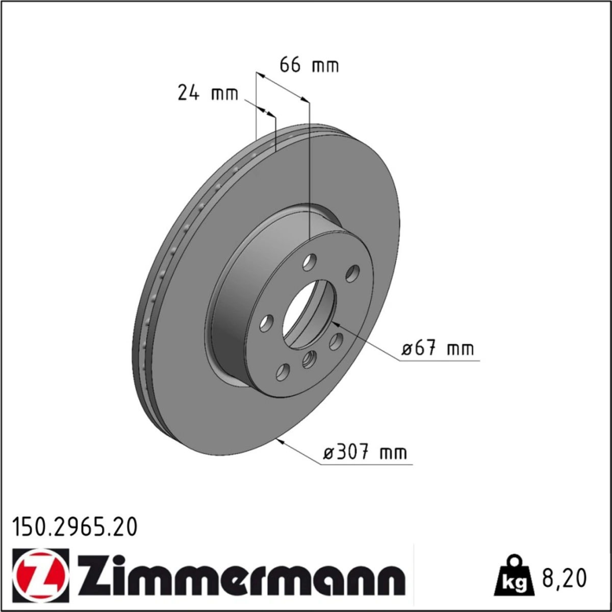ZIMMERMANN Coat Z Ön Fren Diski 307x24mm - Bmw G20-G21-G22-G26-G42 Standart Fren / 150.2965.20