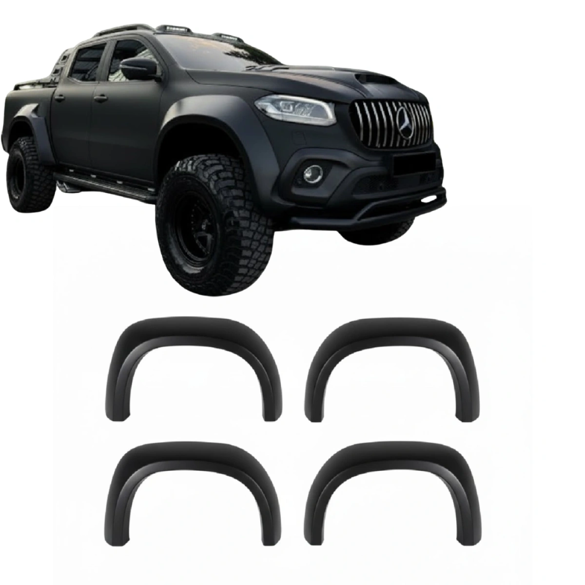 Apex Aero Design - Mercedes X Class W470 (2017+) - Dodik - Jumbo Çamurluk Kaplaması 4 Parça - Fender Flares