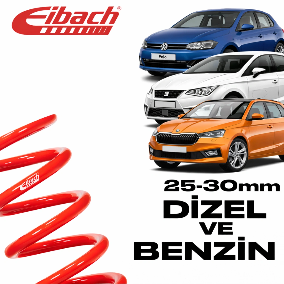 Eibach Volkswagen Polo AW1 - BZ1  Seat İbiza KJ1, Skoda Fabia PJ3 1.6 TDI Pro-Kit E10-81-016-03-22 - 25/30mm Spor Helezon Yay