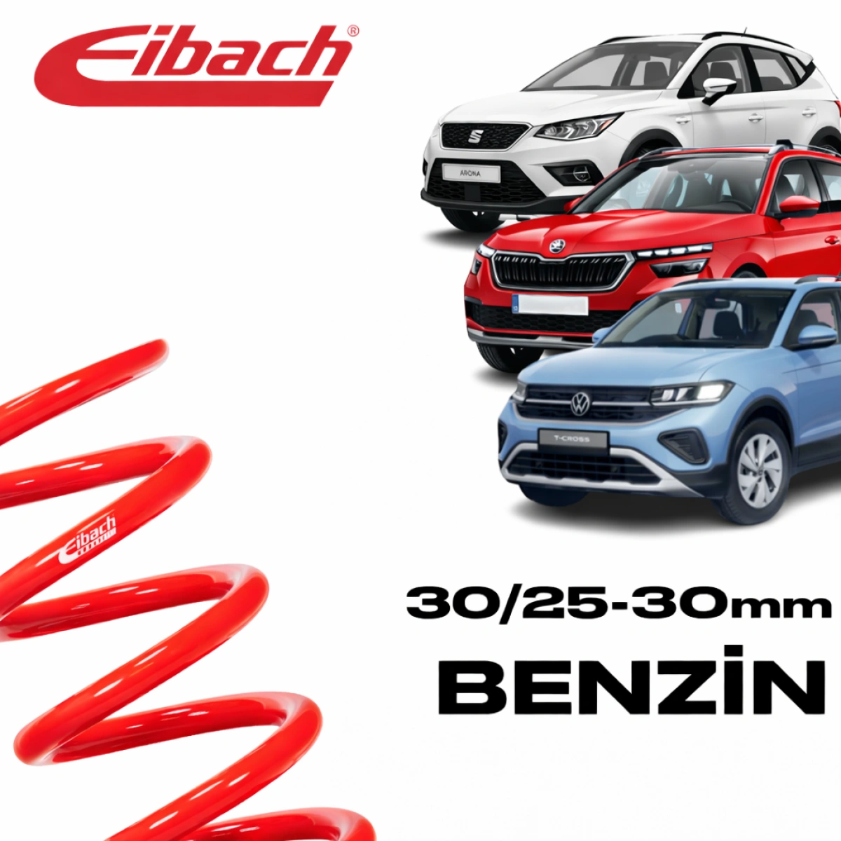 Eibach Seat Arona(KJ7), Skoda Kamiq(NW4), VW T-Cross(C11) 1.0 - 1.5 TSI Pro-Kit E10-81-017-01-22 - 30/25-30mm Spor Helezon Yay