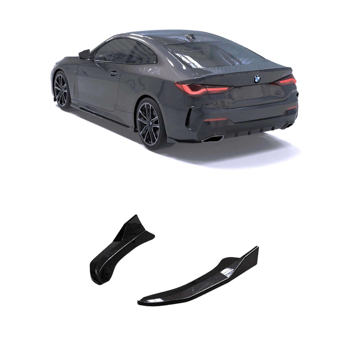 Apex Aero Design - Bmw 4 Series Coupe G22-G23 (2020-2024) - Arka Yan Splitter 2 Parça - Rear Side Splitter