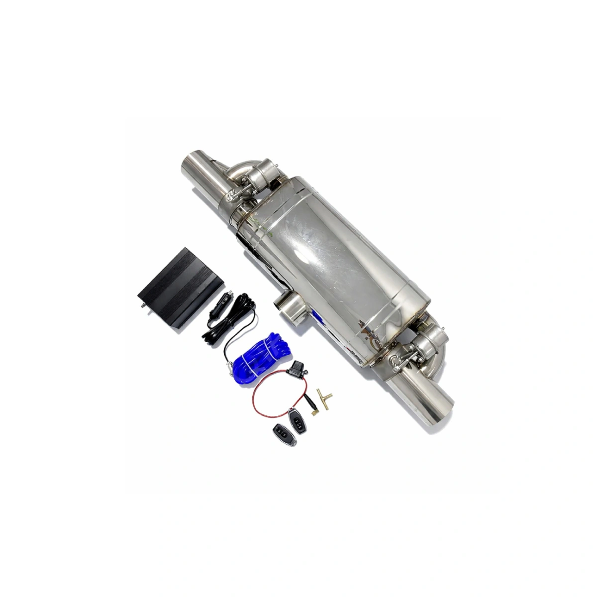 Universal 63mm Vakumlu Egzoz Susturucusu Kumandalı Çift Çıkışlı