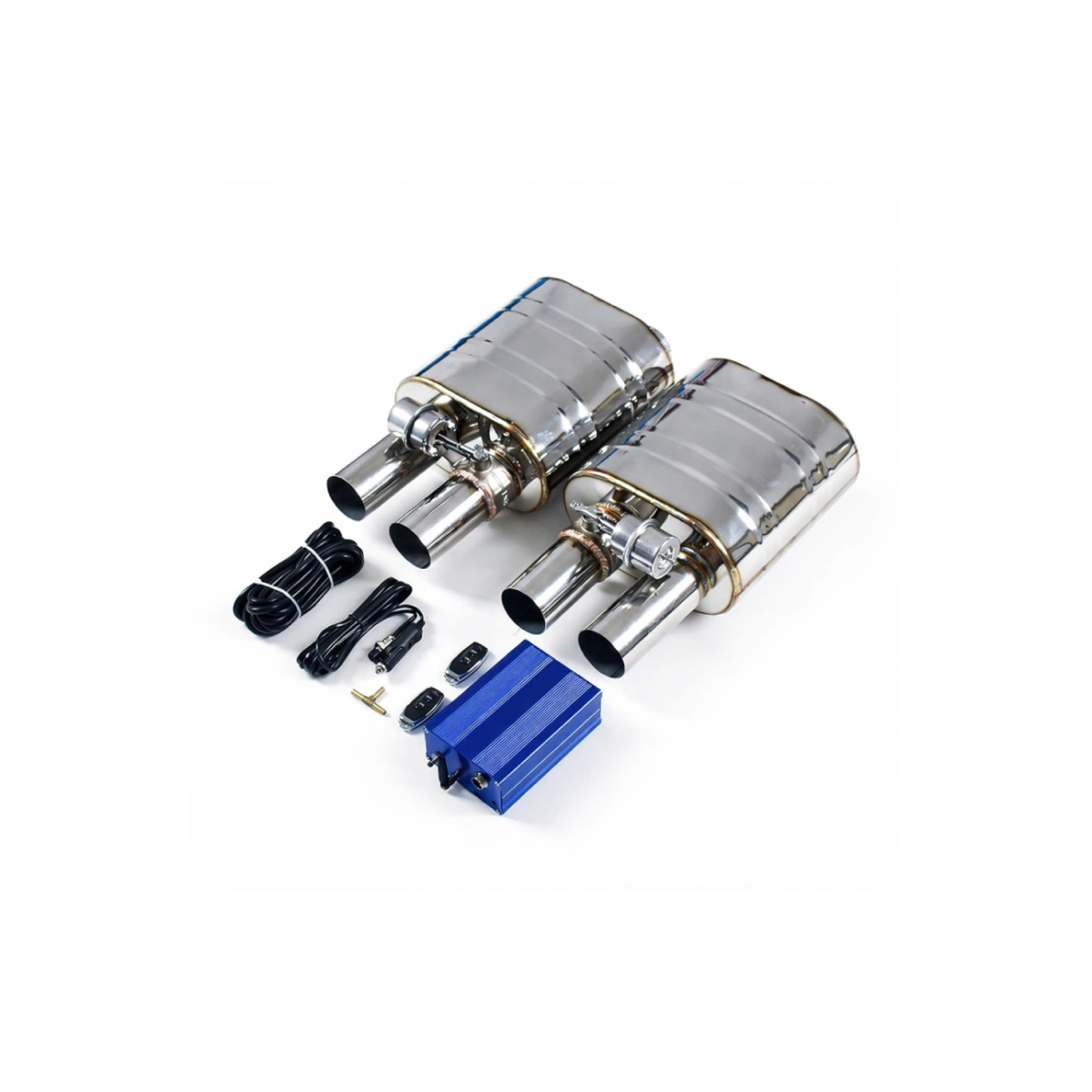 Universal 63mm Elektrikli Egzoz Susturucusu Vakumlu Kumandalı 2'li Set
