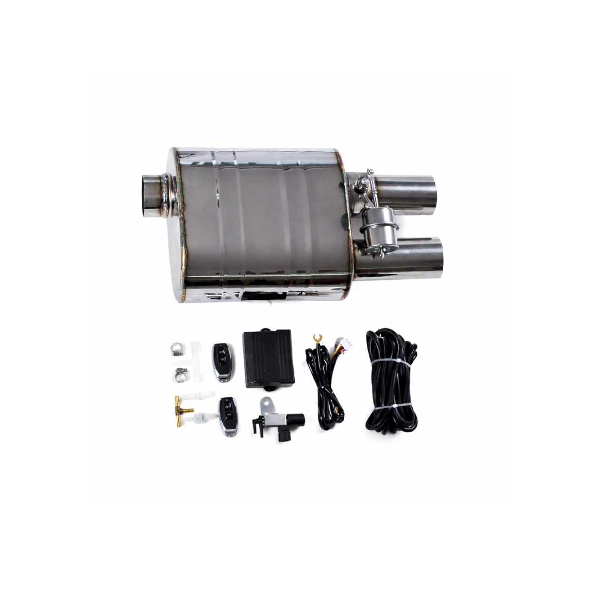 Universal 63mm Elektrikli Egzoz Susturucusu Vakumlu Kumandalı 2'li Set