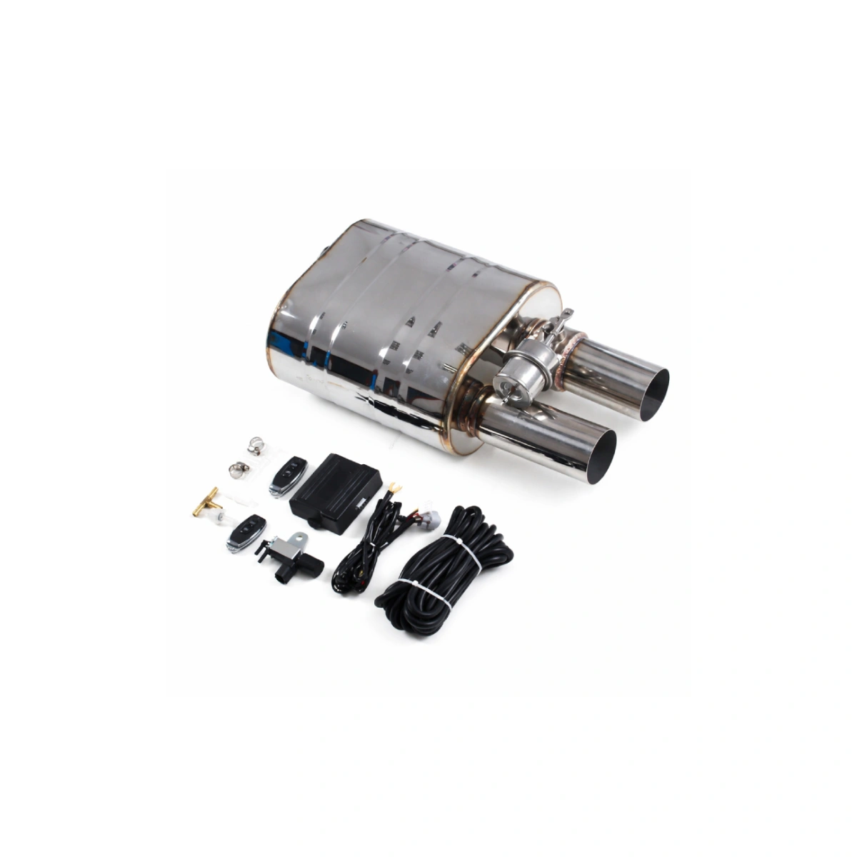 Universal 63mm Elektrikli Egzoz Susturucusu Vakumlu Kumandalı 2'li Set