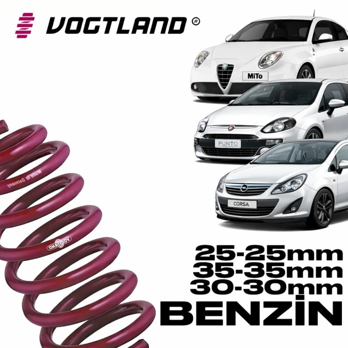 Vogtland 954008 Alfa Romeo Mito-Fiat Grande Punto-Opel Corsa D 25-30-35 mm Spor Yay