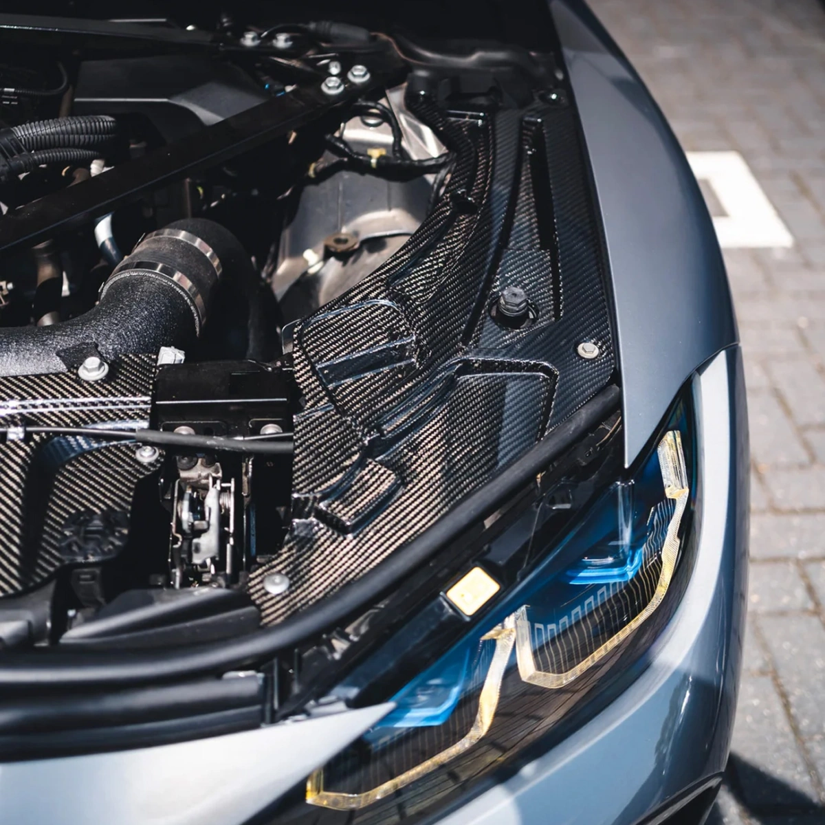 Drifton - BMW M3-M4 G80-G82-G83 Dry Karbon Ön Kaput İç Panel Kapağı 2 Parça Set 2021+