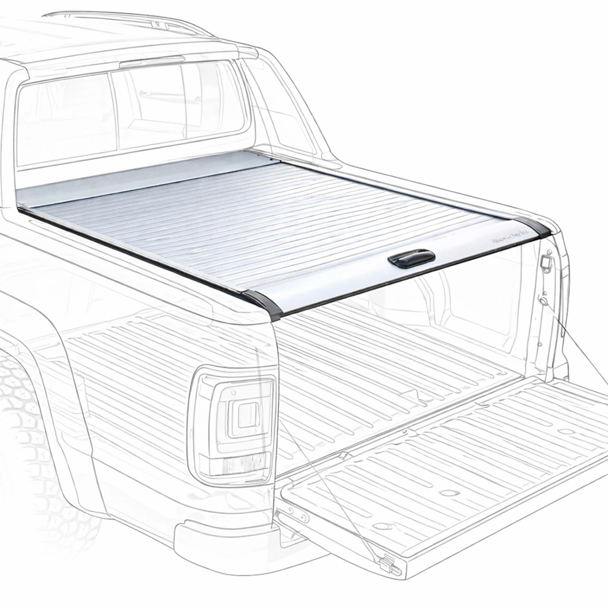 Maximus Top v1 Roller VW Amarok Aventura Sürgülü Kasa Kapağı (Gri) - Tonneau Cover