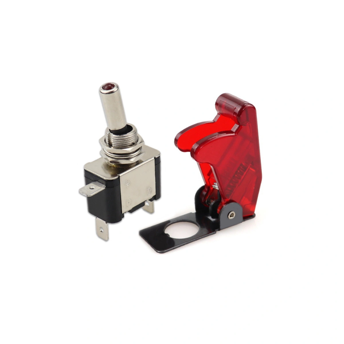 ASW-07D LED Toggle Switch Kırmızı 12V 20A SPST ON/OFF 3 Pin Güvenlik Kapaklı