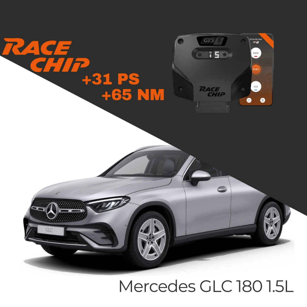 RaceChip Mercedes GLC 180 1.5L 170 PS GTS 5 Black APP Bleutooth +31 PS +65 NM Tork Chip Tuning