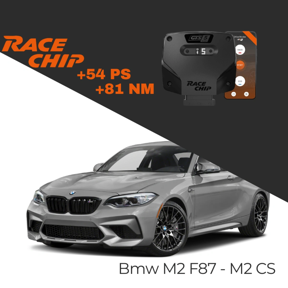 RaceChip Bmw M2 Serisi F87 - M2 CS 450 PS GTS 5 Black APP Bleutooth +54 PS +81 NM Tork Chip Tuning