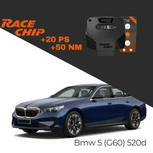 Race Chip Bmw 5 Serisi (G60) 520d 197 PS Mild Hybrid GTS 5 Black APP Bluetooth +20 PS +50 NM Tork Chip Tuning