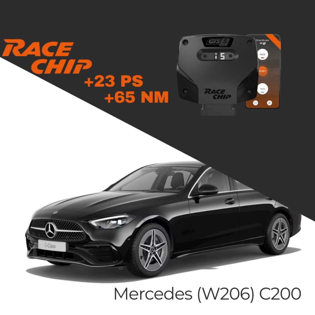 Race Chip Mercedes C Serisi (W206) C200 1.5L 204 PS GTS 5 Black APP Bluetooth +23 PS +65 NM Tork Chip Tuning
