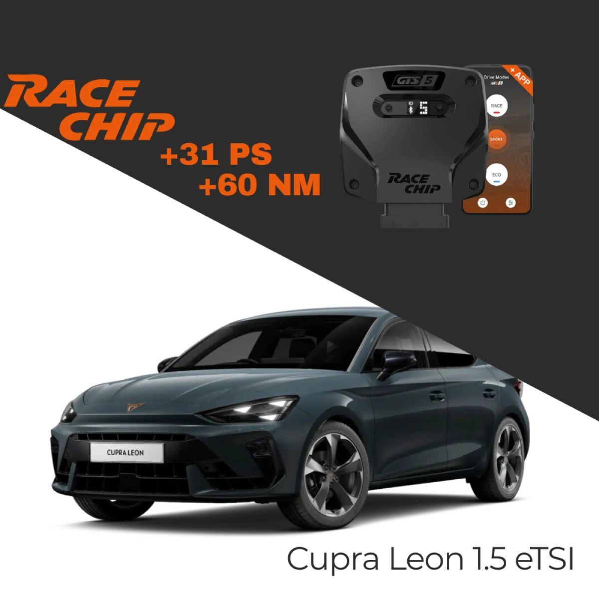 RaceChip Cupra Leon 1.5 eTSI Phev Hybrid 272 PS 2024> GTS 5 APP Bleutooth +31 PS +60 NM Tork Chip Tuning