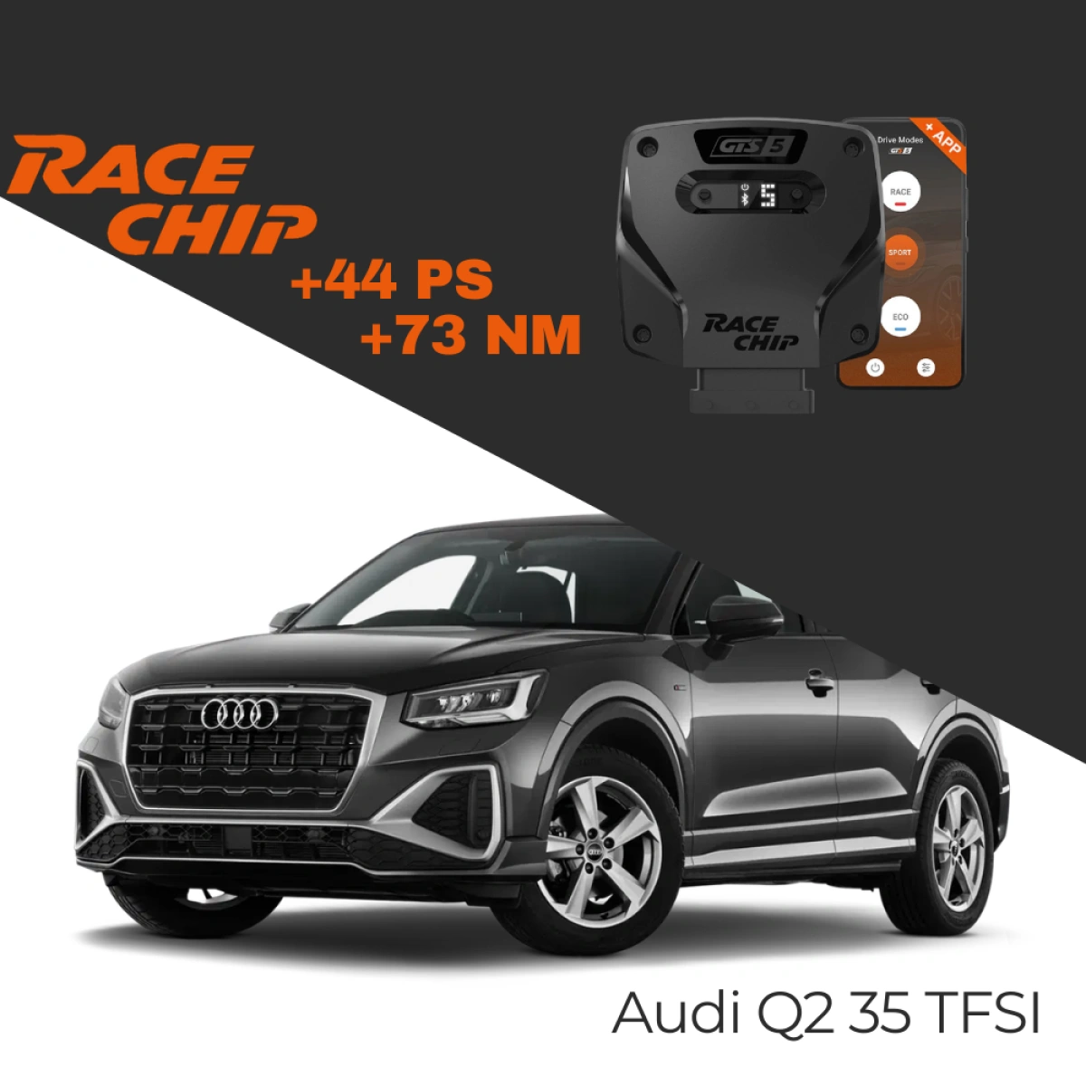 RaceChip Audi Q2 35 TFSI 150 PS 2018-2022 GTS 5 APP Bleutooth +44 PS +73 NM Tork Chip Tuning
