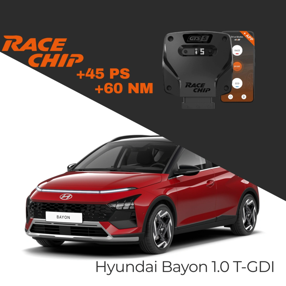 RaceChip Hyundai Bayon BC3 1.0 T-GDI 100 PS GTS 5 APP Bluetooth +45 PS +60 NM Tork Chip Tuning