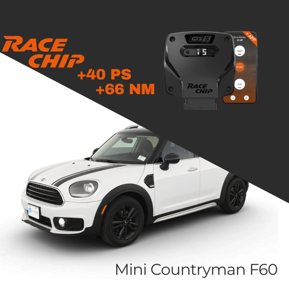 RaceChip Mini Countryman F60 1.5L 136 PS GTS 5 APP Bluetooth +40 PS +66 NM Tork Chip Tuning