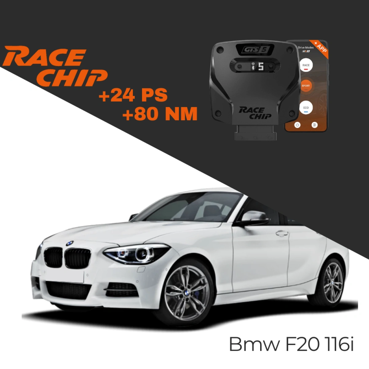RaceChip Bmw 1 Serisi F20 116i 136 PS GTS 5 APP Bleutooth +24 PS +80 NM Tork Chip Tuning