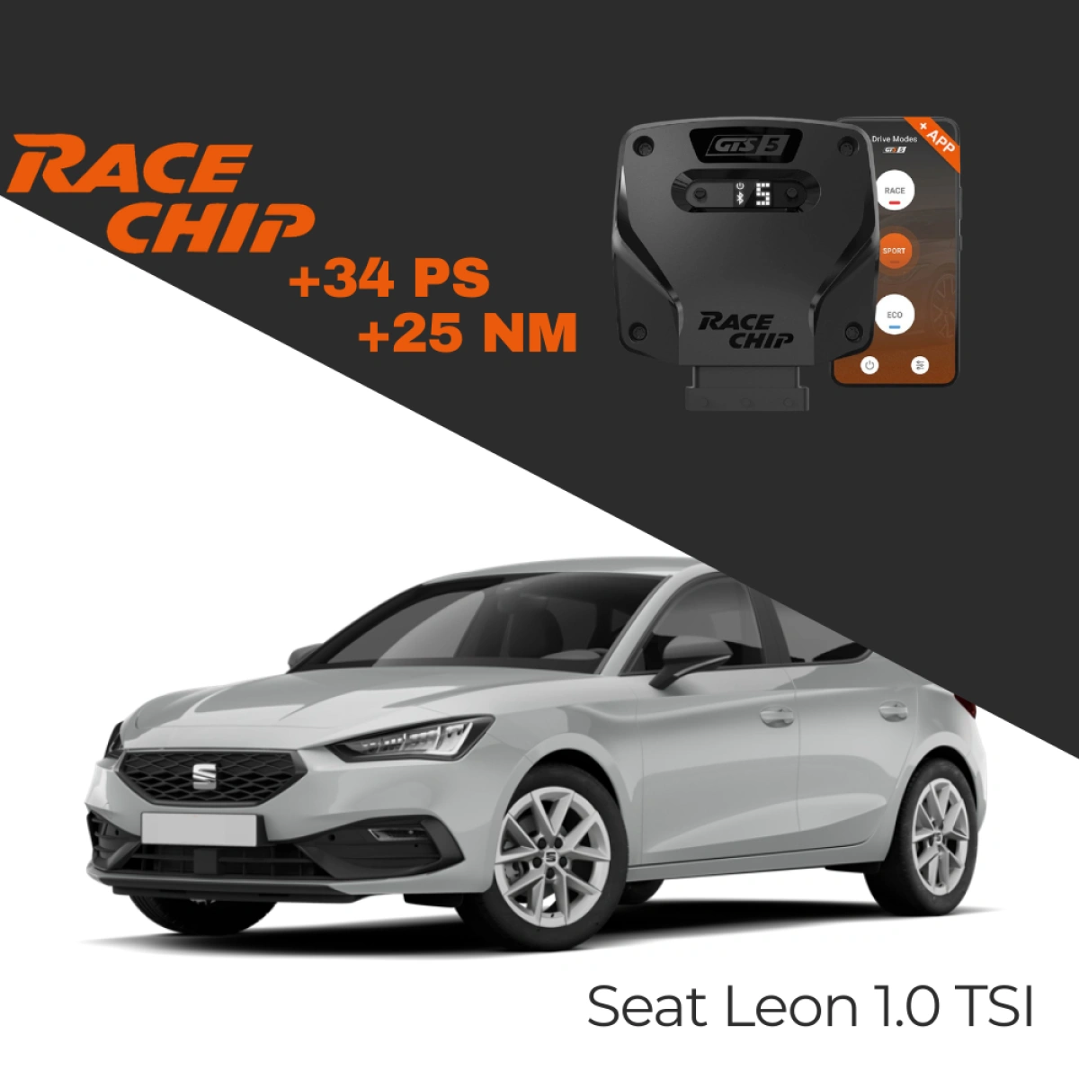 RaceChip Seat Leon KL 1.0 TSI 110 PS GTS 5 APP Bluetooth +34 PS +25 NM Tork Chip Tuning