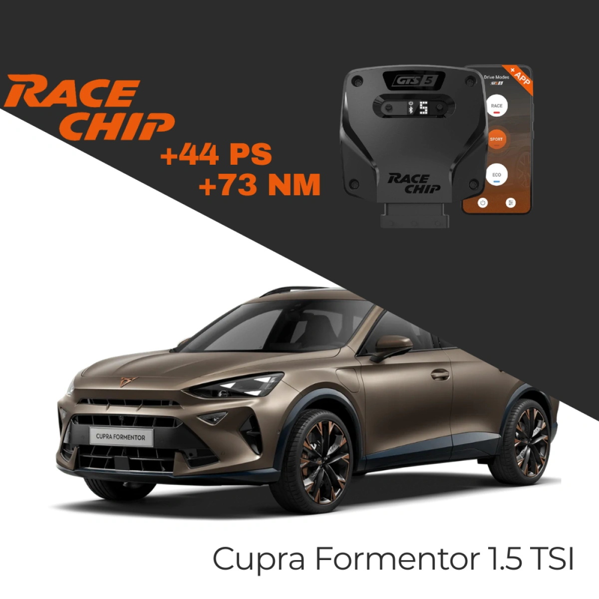 RaceChip Cupra Formentor KM7 - 1.5 TSI 150 PS 2019->2024 GTS 5 APP Bleutooth +44 PS +73 NM Tork Chip Tuning