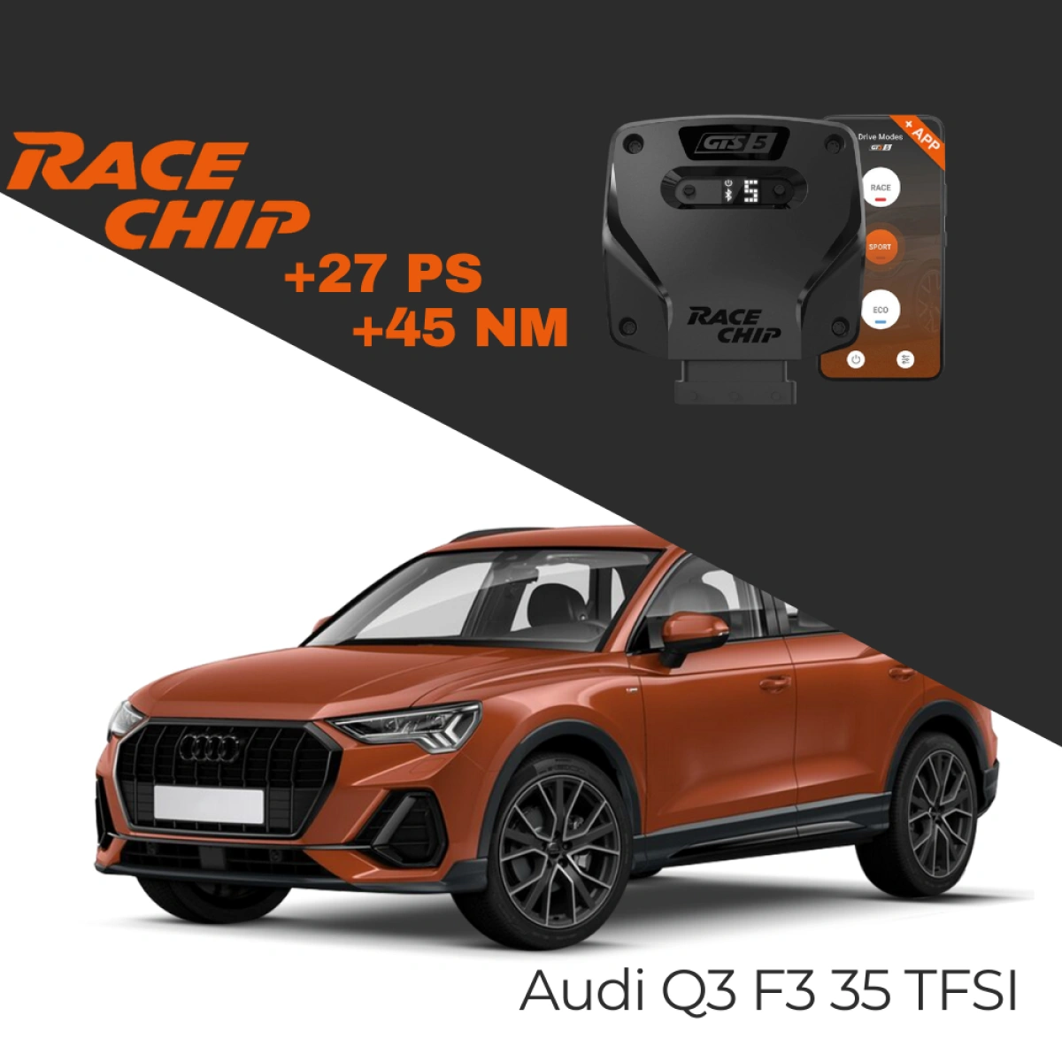 RaceChip Audi Q3 F3 35 TFSI 150 PS 2023-2024 GTS 5 APP Bleutooth +27 PS +45 NM Tork Chip Tuning