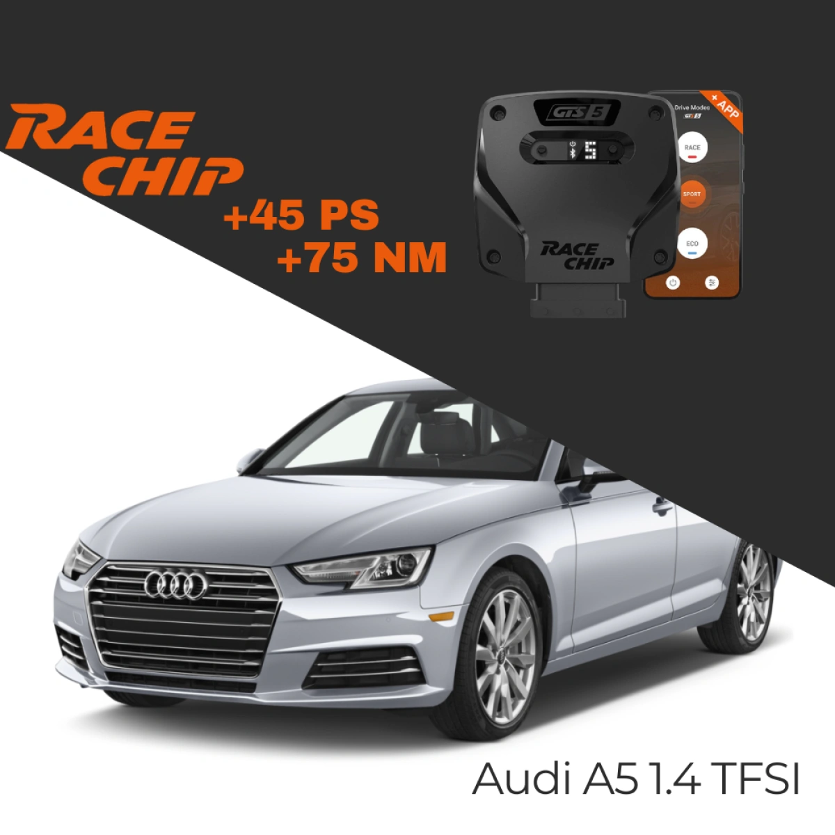 RaceChip Audi A5 F5 1.4 TFSI 150 PS GTS 5 APP Bleutooth +45 PS +75 NM Tork Chip Tuning