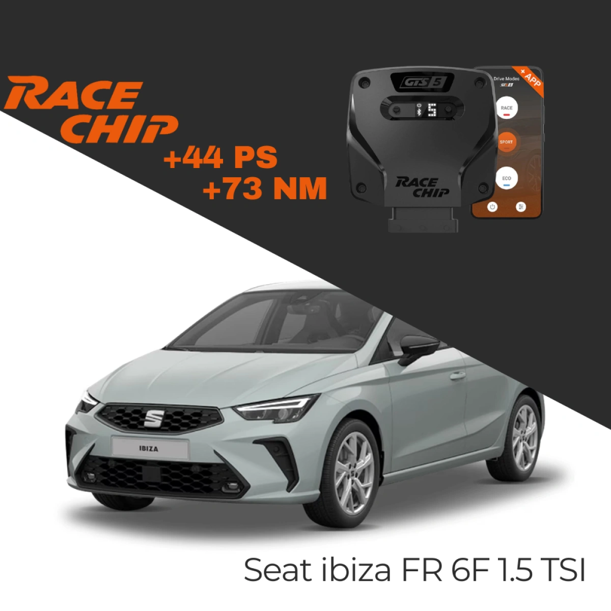 RaceChip Seat ibiza FR 6F 1.5 TSI 150 PS 2017->2022 GTS 5 APP Bluetooth +44 PS +73 NM Tork Chip Tuning