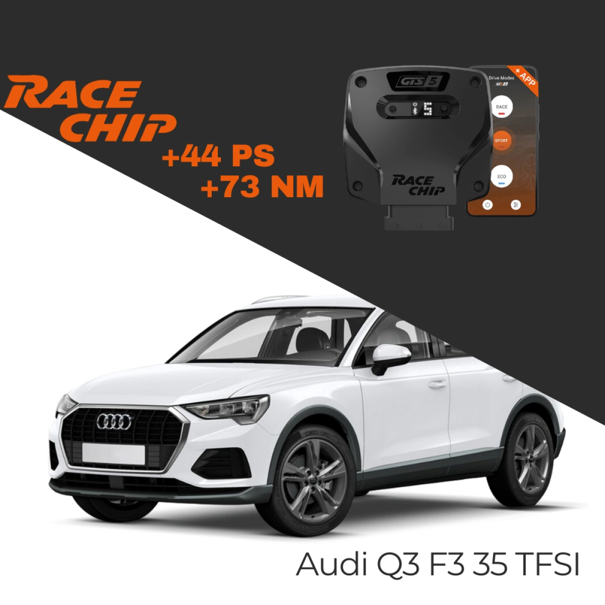 RaceChip Audi Q3 F3 35 TFSI 150 PS 2018-2022 GTS 5 APP Bleutooth +44 PS +73 NM Tork Chip Tuning