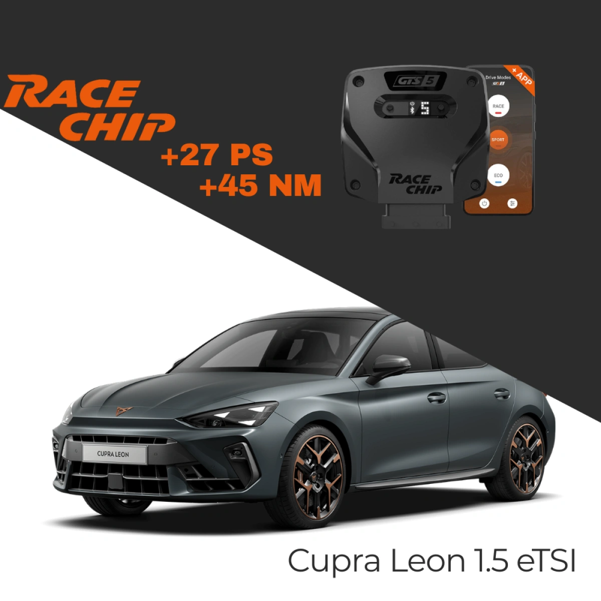 RaceChip Cupra Leon 1.5 eTSI 150 PS 2024 Sonrası GTS 5 APP Bluetooth +27 PS +45 NM Tork Chip Tuning