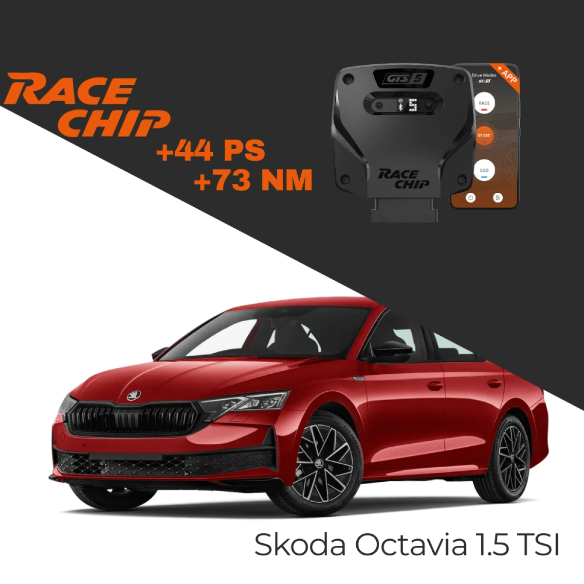 RaceChip Skoda Octavia NX 1.5 TSI 150 PS 2020-2024 GTS 5 APP Bluetooth +44 PS +73 NM Tork Chip Tuning