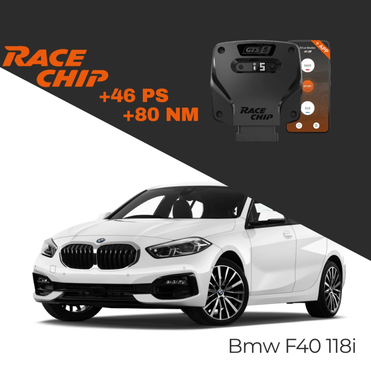 RaceChip Bmw 1 Serisi F40 118i 1.5L 140 PS GTS 5 APP Bleutooth +46 PS +80 NM Tork Chip Tuning