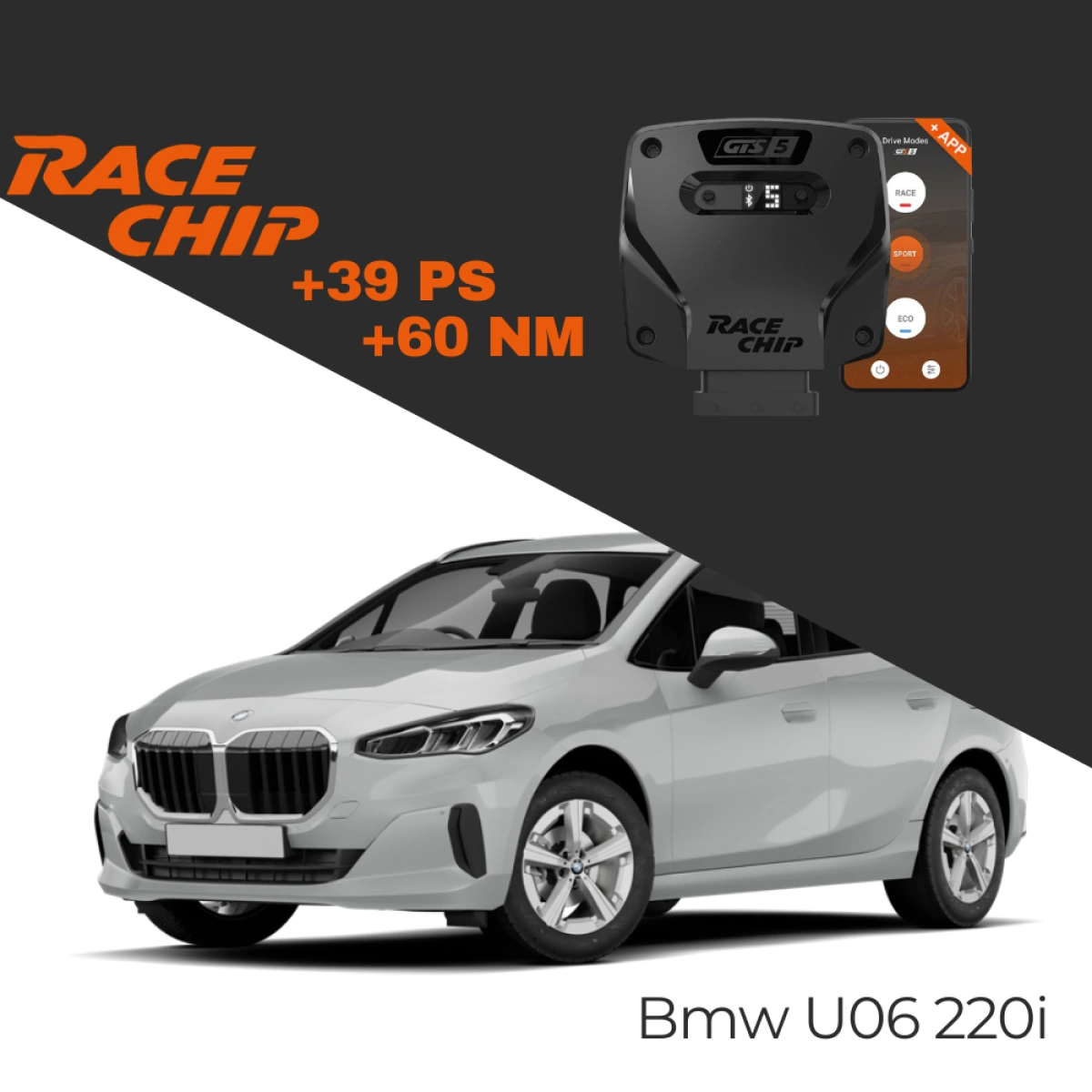 RaceChip Bmw 2 Active Tourer U06 220i 1.5L Mild Hybrid 170 PS GTS 5 APP Bluetooth +39 PS +60 NM Tork Chip Tuning