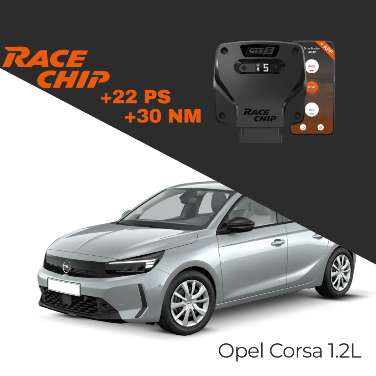 RaceChip Opel Corsa F 1.2L Puretech 130 PS GTS 5 APP Bluetooth +22 PS +30 NM Tork Chip Tuning