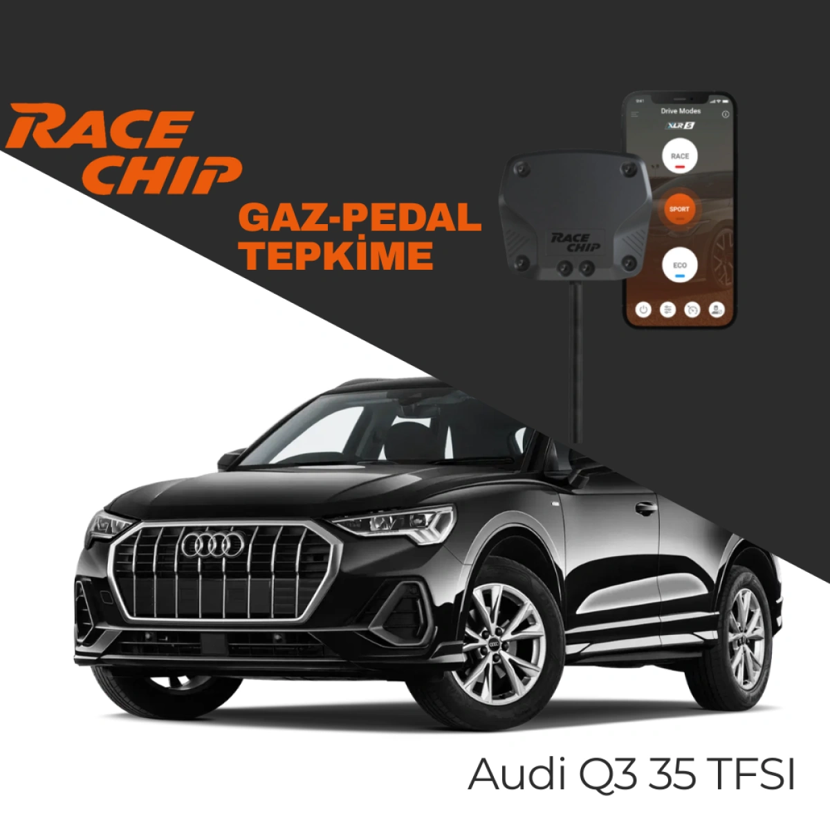 RaceChip XLR5 Audi Q3 (F3) 35 TFSI 150 PS 2018-2022 Gaz Pedal Tepkime Cihazı Eco-Sport-Race APP Bluetooth