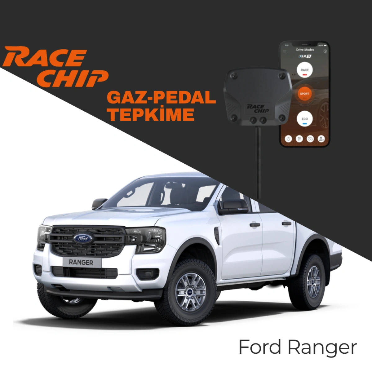 RaceChip XLR5 Ford Ranger (T7) 2.2 TDCi Gaz Pedal Tepkime Cihazı Eco-Sport-Race APP Bluetooth