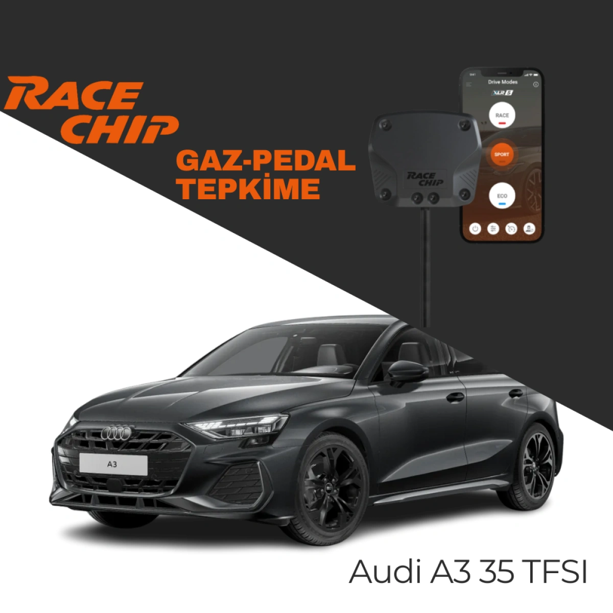 RaceChip XLR5 Audi A3 (8Y) FaceLift 35 TFSI 150 PS 2024- Sonrası Gaz Pedal Tepkime Cihazı Eco-Sport-Race APP Bluetooth