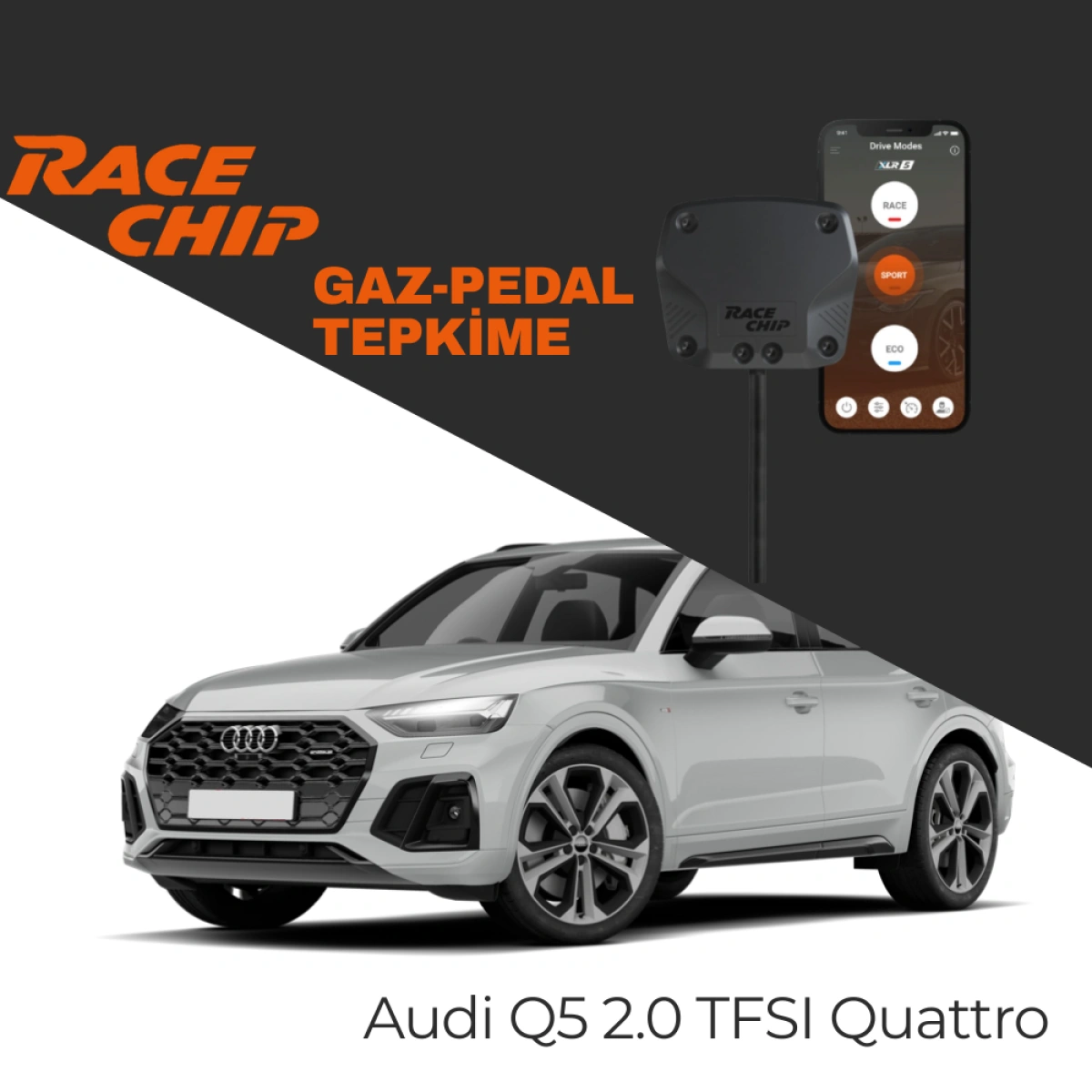 RaceChip XLR5 Audi Q5 (8R) 2.0 TFSI Quattro Gaz Pedal Tepkime Cihazı Eco-Sport-Race APP Bluetooth