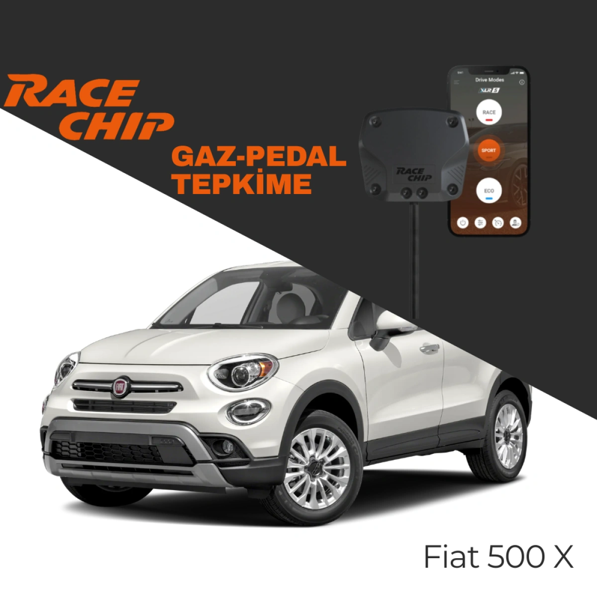 RaceChip XLR5 Fiat 500 X 1.3 D, 1.4L, 1.5L, 1.6D Gaz Pedal Tepkime Cihazı Eco-Sport-Race APP Bluetooth